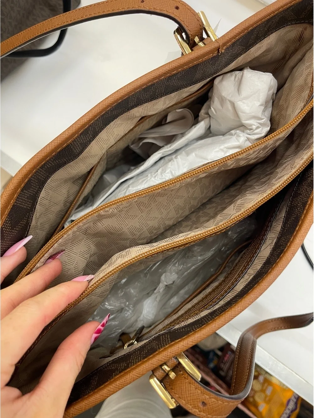 Michael Kors Brown Signature MK Logo Tote Bag